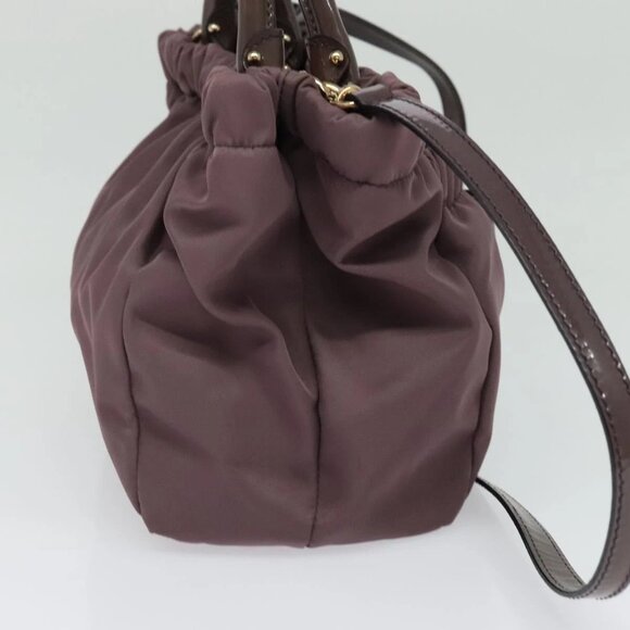 Salvatore Ferragamo Vala Hand Bag Nylon Enamel 2way Purple Silver Auth 138874 - Picture 8 of 16